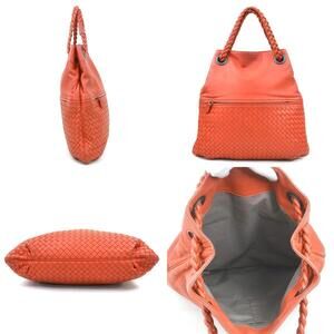 Bottega Veneta orange brown handbag intrecciato leather